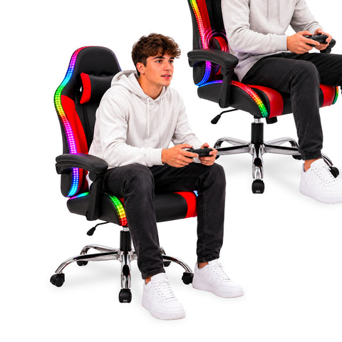 nexor sedia gaming ergonomica con luci rgb e cuscino lombare massaggiante poltrona ufficio reclinabile con telecomando ean 8056819078855