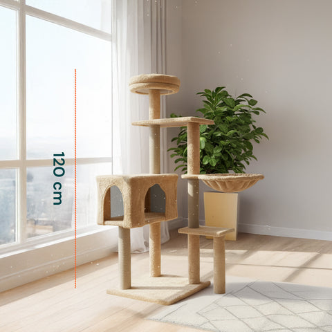 puppy lovers tiragraffi per gatti 120 cm con cuccia e amaca multilivello varie colorazioni ean 8054806950542