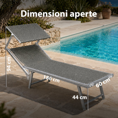 zendea lettino prendisole pieghevole in alluminio e textilene con tettuccio parasole 360 schienale reclinabile e portata 150kg ean 8056819032680