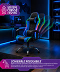 nexor sedia gaming ergonomica con luci rgb e cuscino lombare massaggiante poltrona ufficio reclinabile con telecomando ean 8056819078855