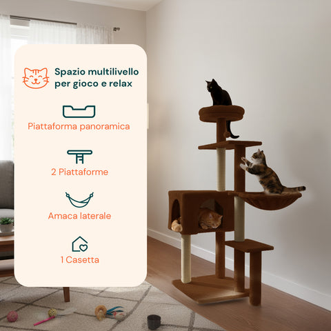 puppy lovers tiragraffi per gatti 120 cm con cuccia e amaca multilivello varie colorazioni ean 8054806950542