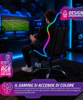 nexor sedia gaming ergonomica con luci rgb e cuscino lombare massaggiante poltrona ufficio reclinabile con telecomando ean 8056819078855
