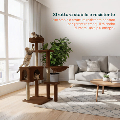 puppy lovers tiragraffi per gatti 120 cm con cuccia e amaca multilivello varie colorazioni ean 8054806950542