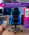 nexor sedia gaming ergonomica con luci rgb e cuscino lombare massaggiante poltrona ufficio reclinabile con telecomando ean 8056819078855