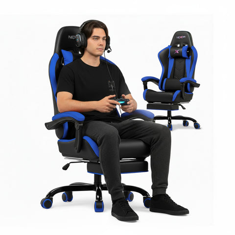 nexor sedia gaming reclinabile con poggiapiedi estraibile cuscino lombare e poggiatesta ean 8052879011771