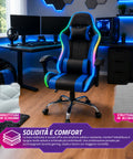 nexor sedia gaming ergonomica con luci rgb e cuscino lombare massaggiante poltrona ufficio reclinabile con telecomando ean 8056819078855