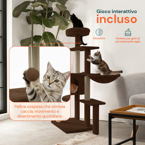 puppy lovers tiragraffi per gatti 120 cm con cuccia e amaca multilivello varie colorazioni ean 8054806950542