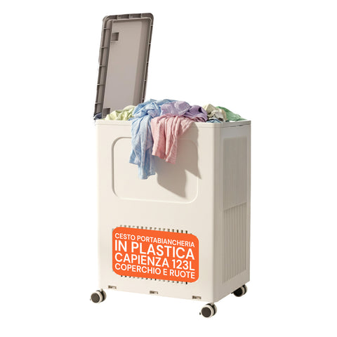 avilia cesto portabiancheria con coperchio e ruote capienza 123l plastica ean 8052879010224