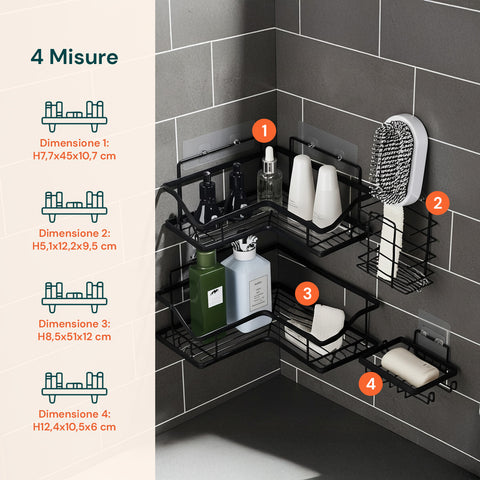 avilia home kit 4 mensole adesive da parete in metallo con ganci senza fori ean 8052879010996