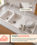 avilia home lavello cucina a due vasche con o senza gocciolatoio bianco o nero rubinetto incluso ean 8056819079098
