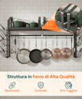 avilia home organizer da parete con 12 ganci per pentole coperchi e utensili set 2 ean 8052879011047