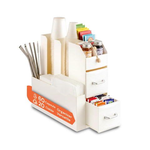 avilia home organizer porta capsule porta cialde 9 scomparti e 2 cassetti multiuso bianco ean 8052879011016