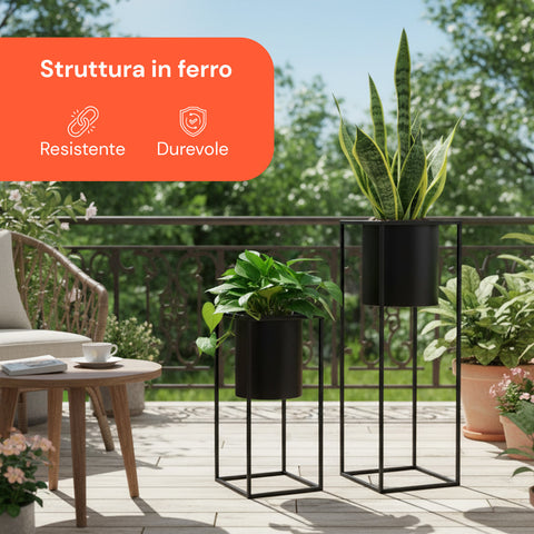 avilia home set 2 portapiante con vaso e struttura in ferro dal design moderna ean 8056819053234