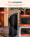 avilia home set 4 accessori per camino in ferro paletta scopino attizzatoio e supporto resistente al calore e con ganci interni ean 8052879011542