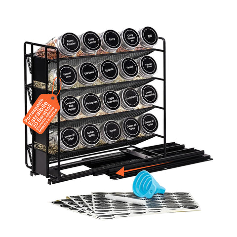 avilia portaspezie estraibile da armadietto con 20 barattoli in vetro ed etichette ean 8056819053562