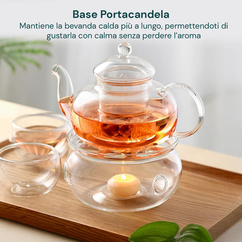 avilia servizio da te in vetro borosilicato con infusore e candela riscaldant ean 8052879010293