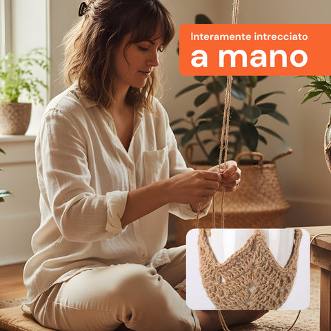 avilia set 2 portavasi in macrame intrecciato a mano con ganci a s ean 8056819053371