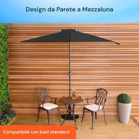 garden friend ombrellone a parete mezzaluna 27m antracite con palo in alluminio ean 8023755068608