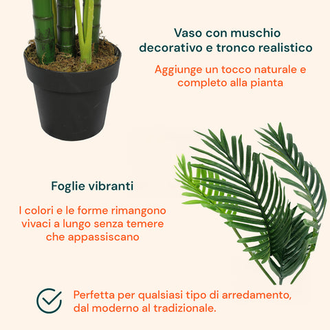 garden friend pianta palma areca in polietilene con 33 foglie e vaso con muschio 160cm ean 8023755056483