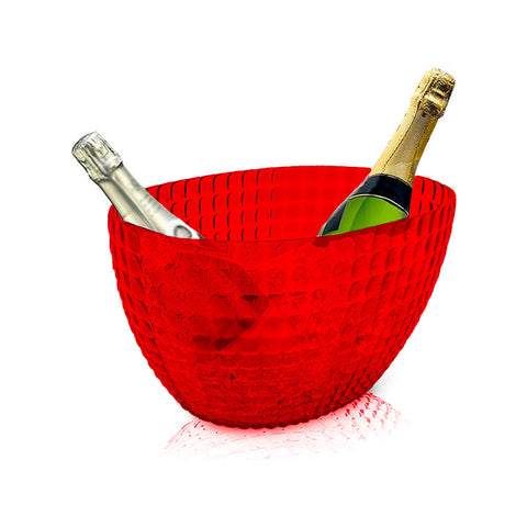 Secchiello per Bottiglie – Rosso Trasparente, Design Ovale