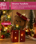 saint joy orsetto natalizio in poliresina con pacco regalo 2 varianti luci led puntuali alimentazione a batterie finiture curate base stabile ean 8050043127846
