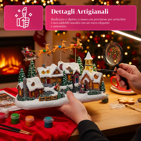 saint joy villaggio di natale animato frostvale con luci led musica e slitta in movimento ean 8050043127440