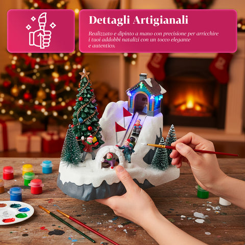 saint joy villaggio di natale animato glimmerpine con luci led musica e pista in movimento ean 8050043127464