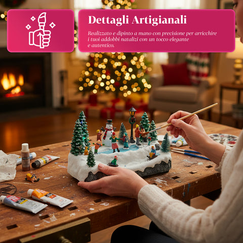 saint joy villaggio di natale animato silentpark con luci led musica e pattinatori in movimento ean 8050043127495