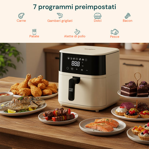 wintem friggitrice ad aria 45l con display led touch e 7 programmi di cottura 1800w ean 8052286432213