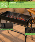 zendea barbecue a carbone e legna in acciaio con gambe alte braciere 74x38 cm e griglia 70x34 cm ad ampia superficie di cottura ean 8056819079531