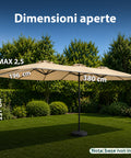zendea ombrellone da giardino ovale xxl 400x200 in acciaio al carbonio e telone in poliestere altezza 275m base non inclusa ean 8050030810942