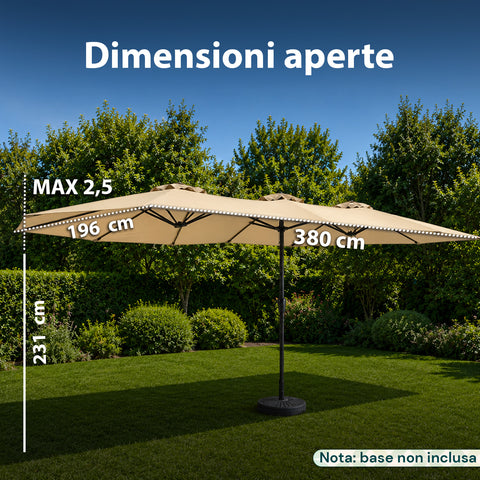 zendea ombrellone da giardino ovale xxl 400x200 in acciaio al carbonio e telone in poliestere altezza 275m base non inclusa ean 8050030810942