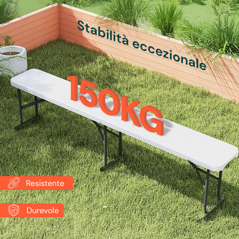 zendea panca pieghevole bianco 180x28x44cm modello stilo da giardino o casa ean 8050030810607