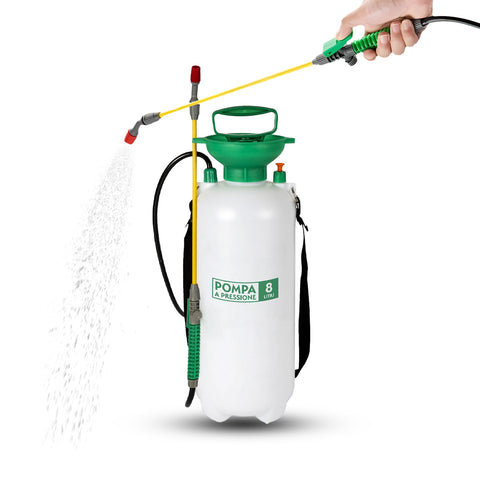 Pompa a Pressione da Giardino con Grilletto Blocco e Tubo Flessibile da 8 Litri