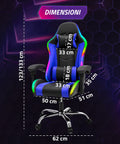 nexor sedia gaming ergonomica con luci rgb e cuscino lombare massaggiante poltrona ufficio reclinabile con telecomando ean 8056819078855
