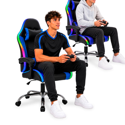 nexor sedia gaming ergonomica con luci rgb e cuscino lombare massaggiante poltrona ufficio reclinabile con telecomando ean 8056819078855