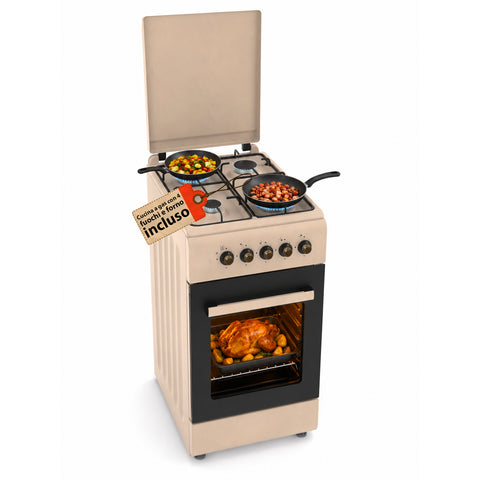 wintem cucina a gas 50x50 cm con forno a gas 49 litri 4 fuochi di diversa potenza valvole di sicurezza e coperchio ean 8056819078930