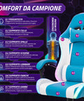 nexor sedia gaming ergonomica con luci rgb e cuscino lombare massaggiante poltrona ufficio reclinabile con telecomando ean 8056819078855