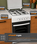 wintem cucina a gas 50x50 cm con forno a gas 49 litri 4 fuochi di diversa potenza valvole di sicurezza e coperchio ean 8056819078930