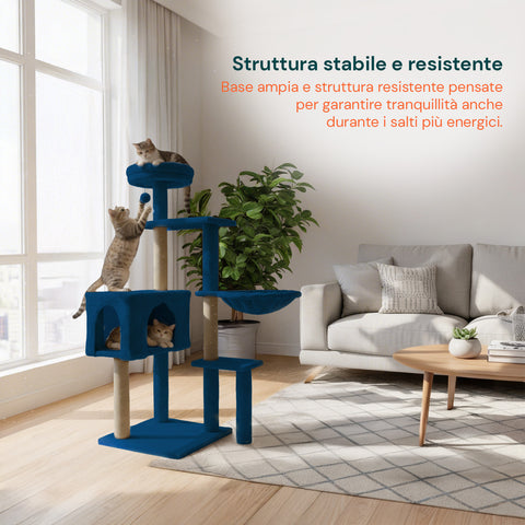 puppy lovers tiragraffi per gatti 120 cm con cuccia e amaca multilivello varie colorazioni ean 8054806950542