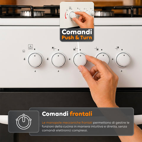 wintem cucina a gas 50x50 cm con forno a gas 49 litri 4 fuochi di diversa potenza valvole di sicurezza e coperchio ean 8056819078930