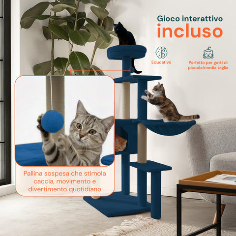 puppy lovers tiragraffi per gatti 120 cm con cuccia e amaca multilivello varie colorazioni ean 8054806950542