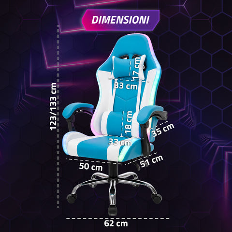 nexor sedia gaming ergonomica con luci rgb e cuscino lombare massaggiante poltrona ufficio reclinabile con telecomando ean 8056819078855