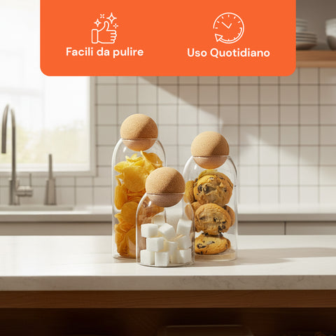 avilia barattoli in vetro con tappo in sughero da 1000 800 e 500 ml resistenti ean 8056819053555