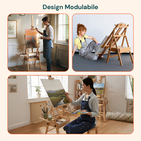 avilia cavalletto da pittore in faggio 122x44x40 cm con altezza regolabile ean 8052879010071