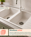 avilia home lavello cucina a due vasche con o senza gocciolatoio bianco o nero rubinetto incluso ean 8056819079098