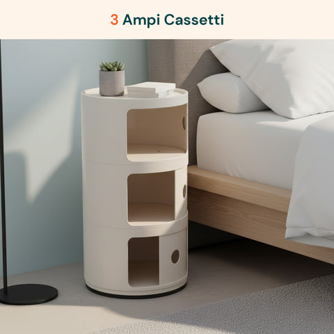 avilia home mobiletto rotondo con cassetti scorrevoli comodino moderno in abs ean 8052879010989