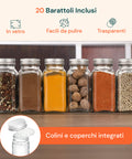 avilia portaspezie estraibile da armadietto con 20 barattoli in vetro ed etichette ean 8056819053562