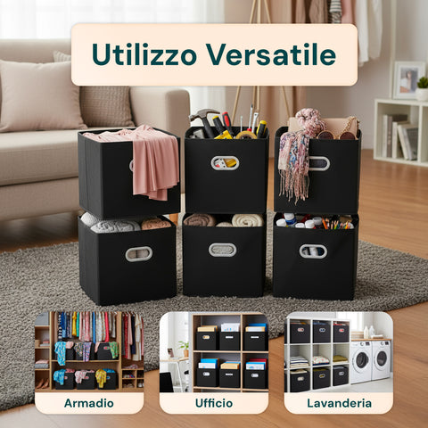 avilia set 6 cestini pieghevoli salvaspazio con maniglie in plastica 27x27x27 cm ean 8056819052732