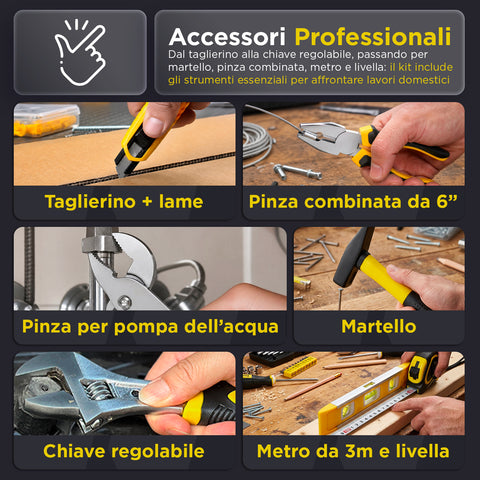 daimann set attrezzi da lavoro 158 pezzi con valigetta cricchetto martello e pinze ad impugnatura ergonomica ean 8056590070444